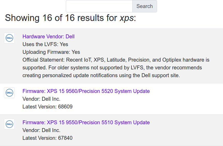 LVFS Search Results